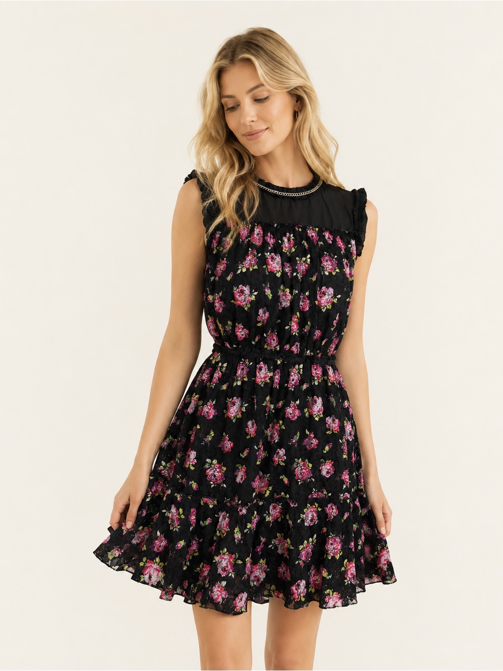 Vintage Y2k Juicy Couture Black Label Lace Rose Mini Dress S